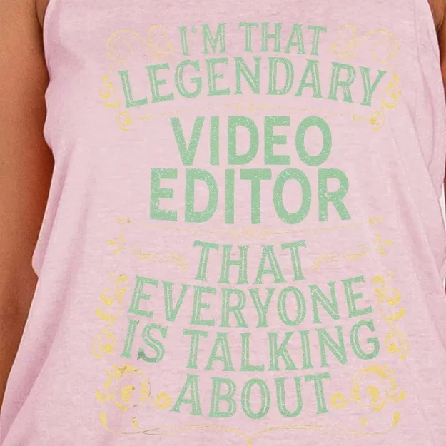 Editing Videographer Legendary Video Editor Women's Knotted Racerback Tank