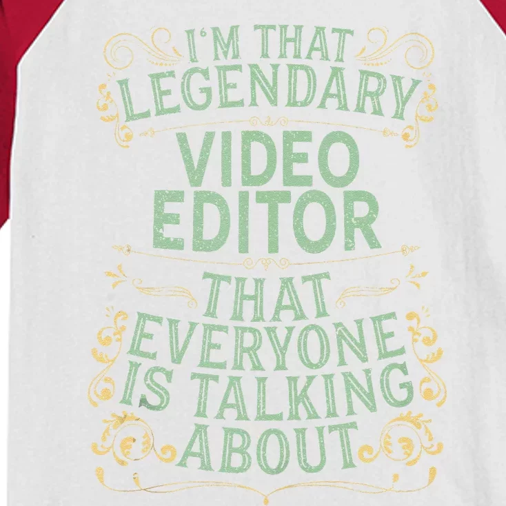 Editing Videographer Legendary Video Editor Kids Colorblock Raglan Jersey