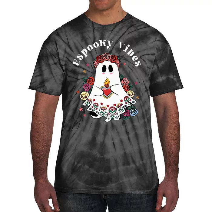 Espooky Vibes Maestra Halloween Spanish Mexican Teacher Tie-Dye T-Shirt