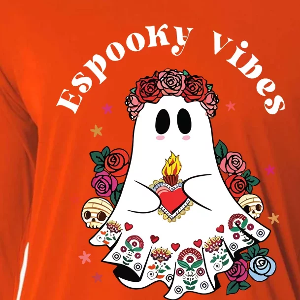 Espooky Vibes Maestra Halloween Spanish Mexican Teacher Cooling Performance Long Sleeve Crew