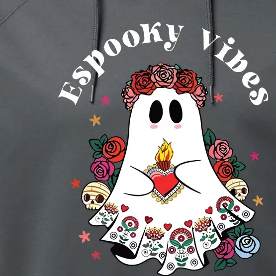 Espooky Vibes Maestra Halloween Spanish Mexican Teacher Performance Fleece Hoodie