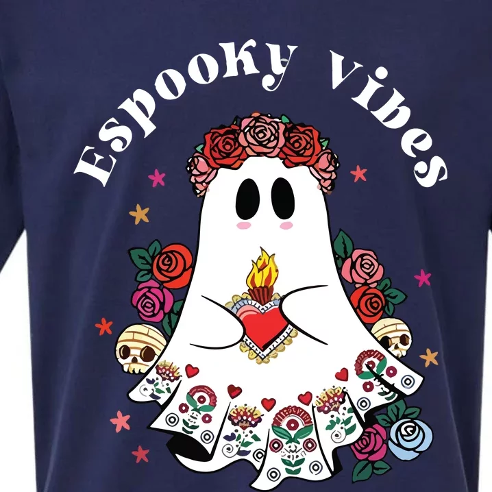 Espooky Vibes Maestra Halloween Spanish Mexican Teacher Sueded Cloud Jersey T-Shirt