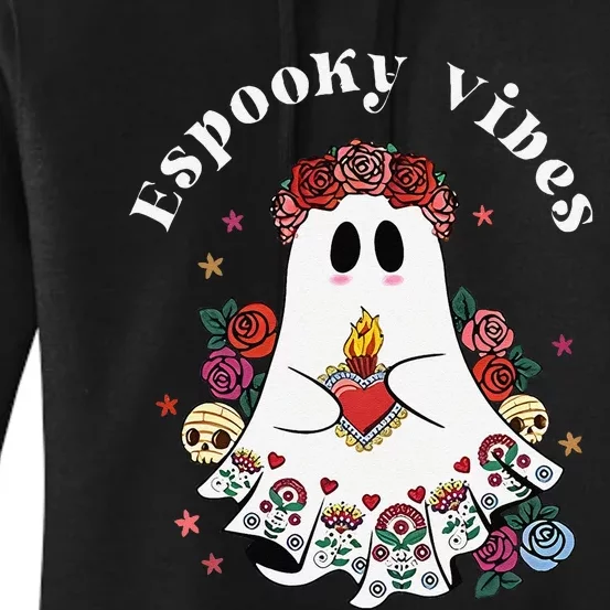 Espooky Vibes Maestra Halloween Spanish Mexican Teacher Gift Women's Pullover Hoodie