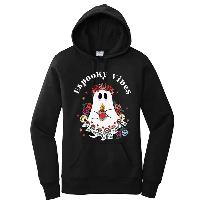 Espooky Vibes Maestra Halloween Spanish Mexican Teacher Gift Women's Pullover Hoodie