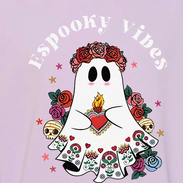 Espooky Vibes Maestra Halloween Spanish Mexican Teacher Gift Garment-Dyed Sweatshirt