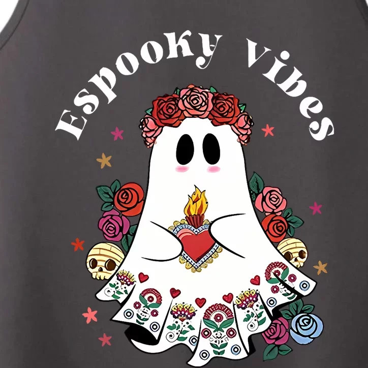 Espooky Vibes Maestra Halloween Spanish Mexican Teacher Performance Tank