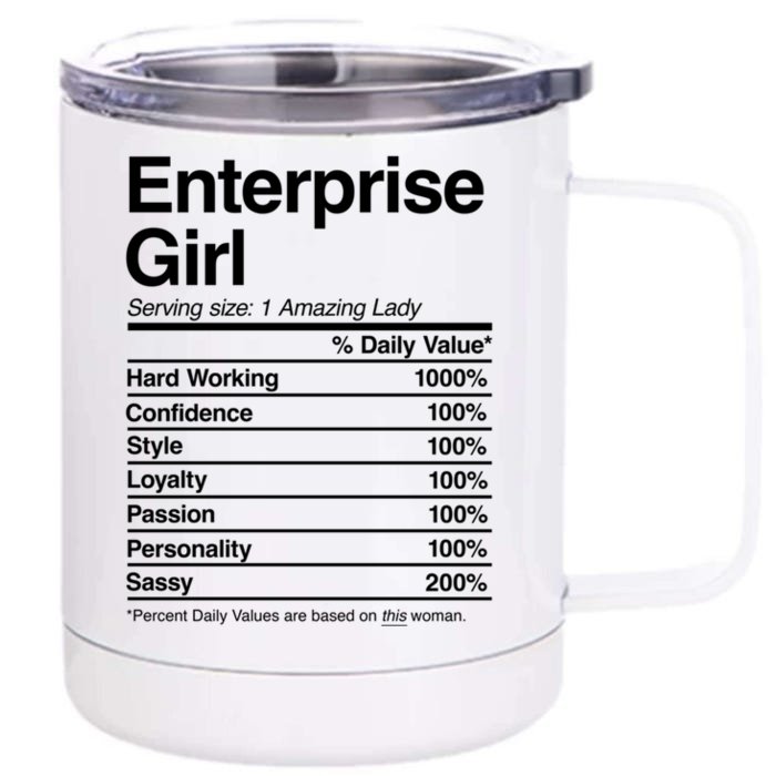 Enterprise Vintage Nutrition Facts Home Roots Info Gift Front & Back 12oz Stainless Steel Tumbler Cup