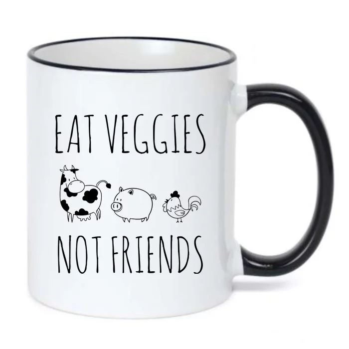 Eat Veggies Not Friends Vegan Vegetarian Black Color Changing Mug