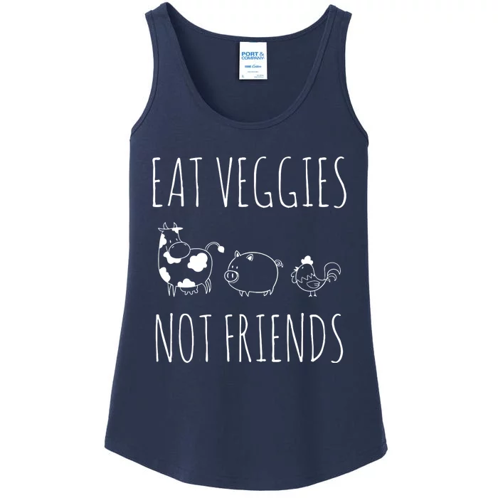 Eat Veggies Not Friends Vegan Vegetarian Ladies Essential Tank