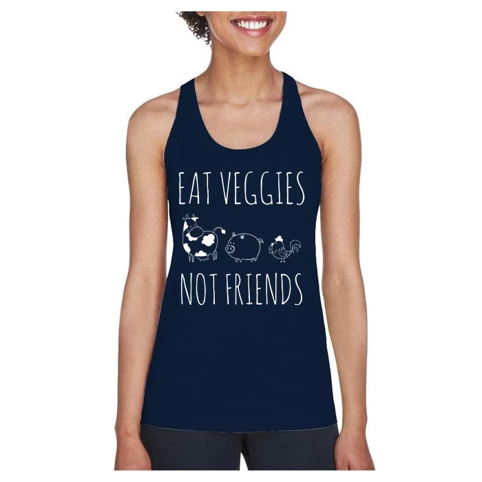 Eat Veggies Not Friends Vegan Vegetarian Women's Racerback Tank