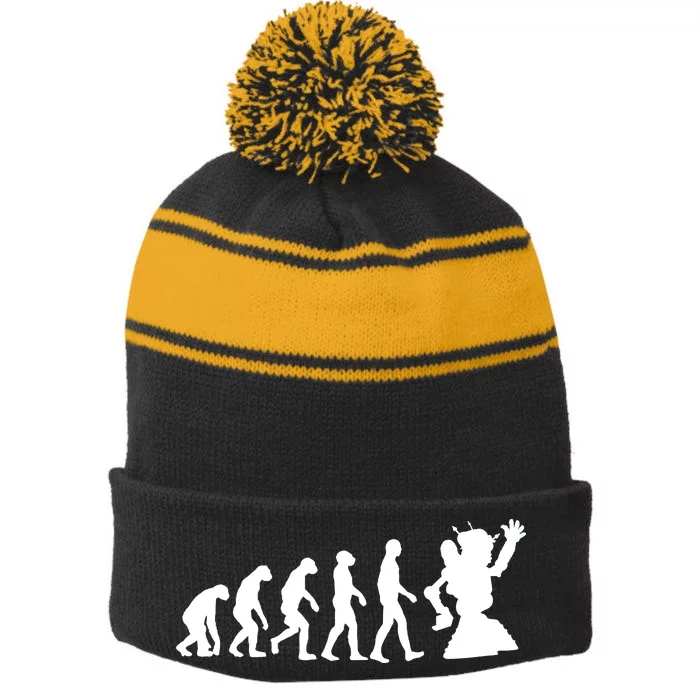 Evolution A Robot Stripe Pom Pom Beanie