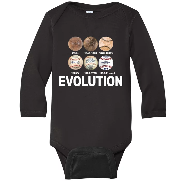 Evolution Of Baseball Baby Long Sleeve Bodysuit