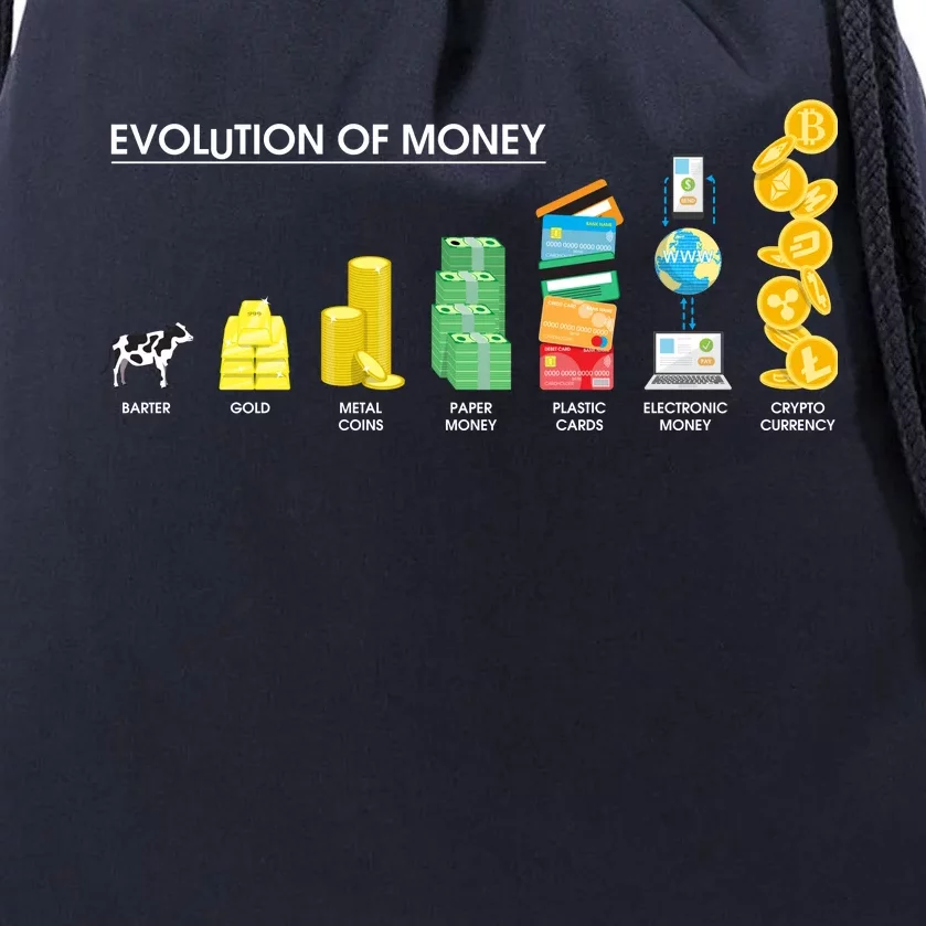 Evolution of Money Drawstring Bag