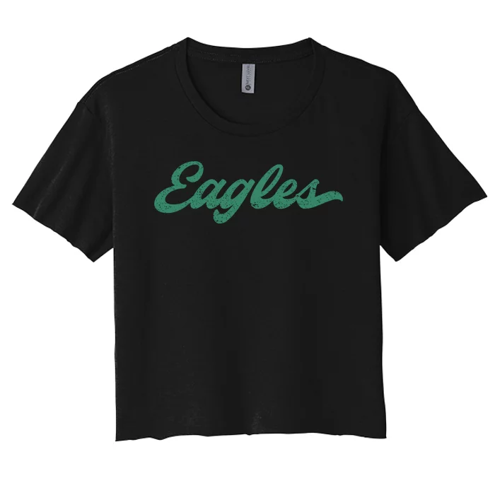 Teeshirtpalace Eagles Vintage Retro Women's Crop Top Tee