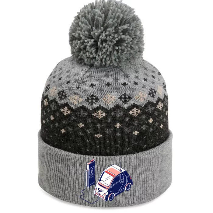 Electric Vehicle Renewable Energy Ev Fossil Fuel Vegan Funny Gift The Baniff Cuffed Pom Beanie