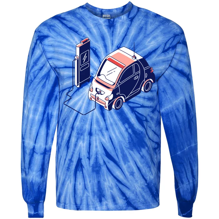 Electric Vehicle Renewable Energy Ev Fossil Fuel Vegan Gift Tie-Dye Long Sleeve Shirt