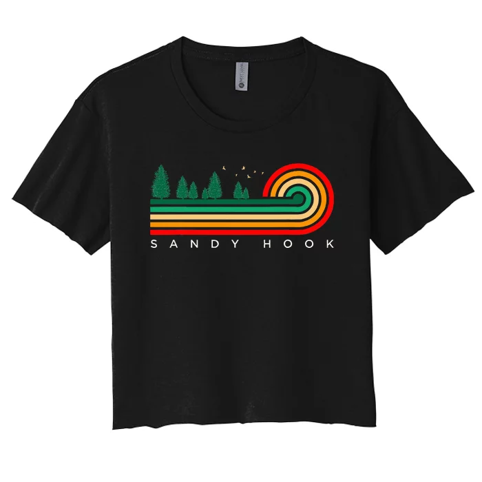 Evergreen Vintage Stripes Sandy Hook Connecticut Women's Crop Top Tee