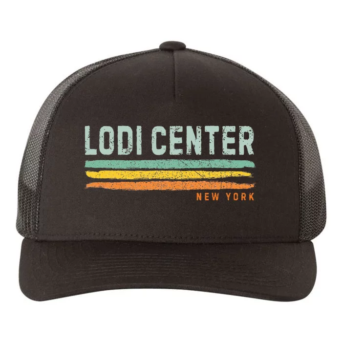 Evergreen Vintage Stripes Lodi Center new york Yupoong Adult 5-Panel Trucker Hat