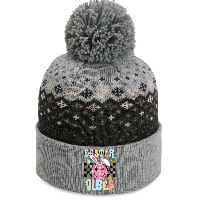 Easter Vibes Smiles Happy Face Bunny The Baniff Cuffed Pom Beanie