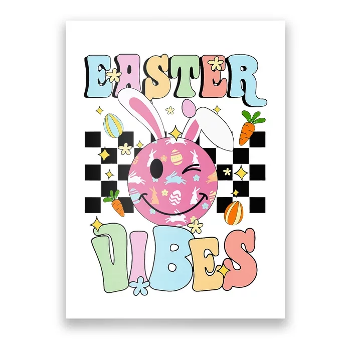 Easter Vibes Smiles Happy Face Bunny Poster