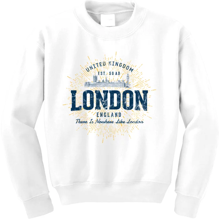 England Vacation Souvenir Vintage London Kids Sweatshirt