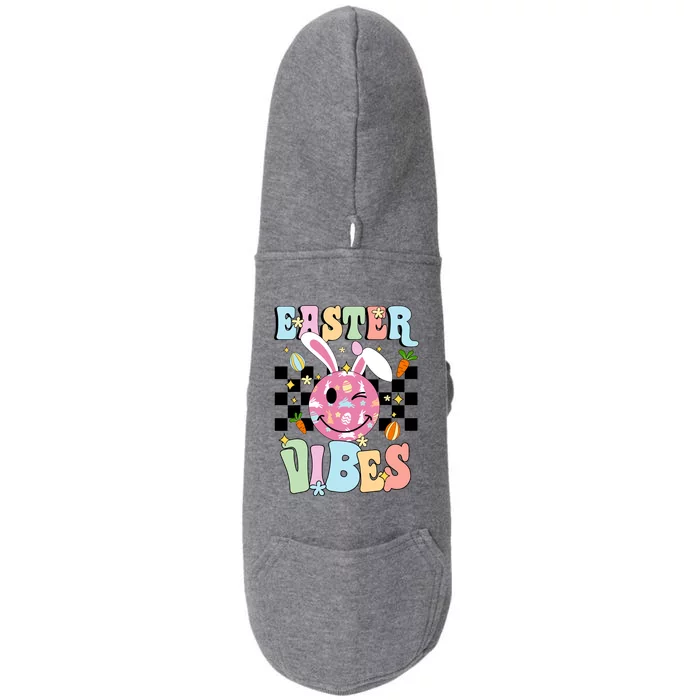 Easter Vibes Smiles Happy Face Bunny Happy Easter Doggie 3-End Fleece Hoodie