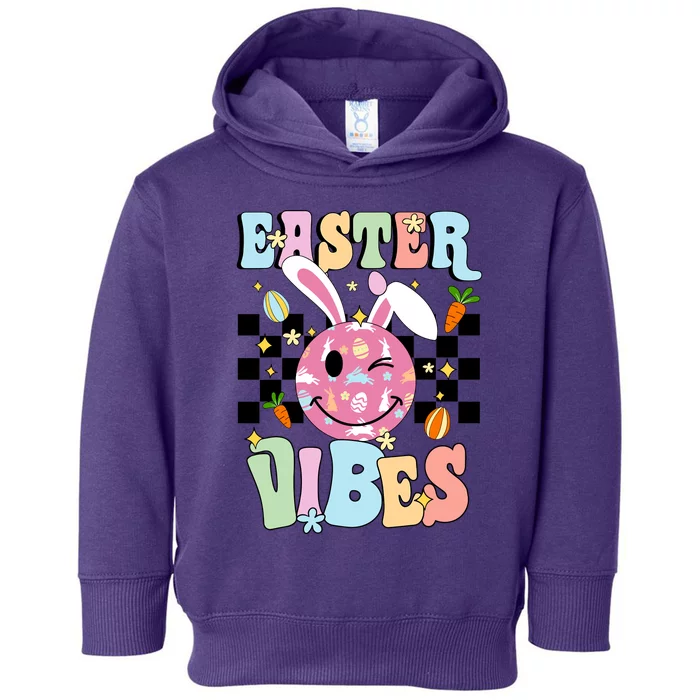 Easter Vibes Smiles Happy Face Bunny Happy Easter Toddler Hoodie