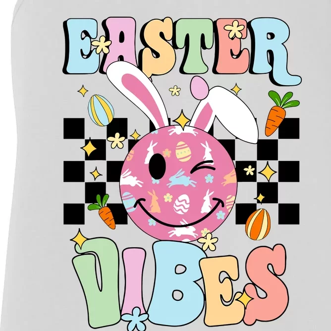 Easter Vibes Smiles Happy Face Bunny Happy Easter Women's Racerback Tank