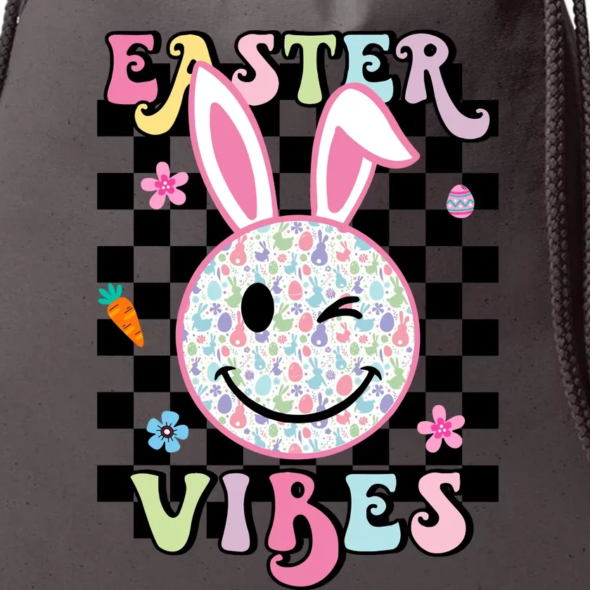 Easter Vibes Smiles Happy Face Bunny Happy Easter Drawstring Bag