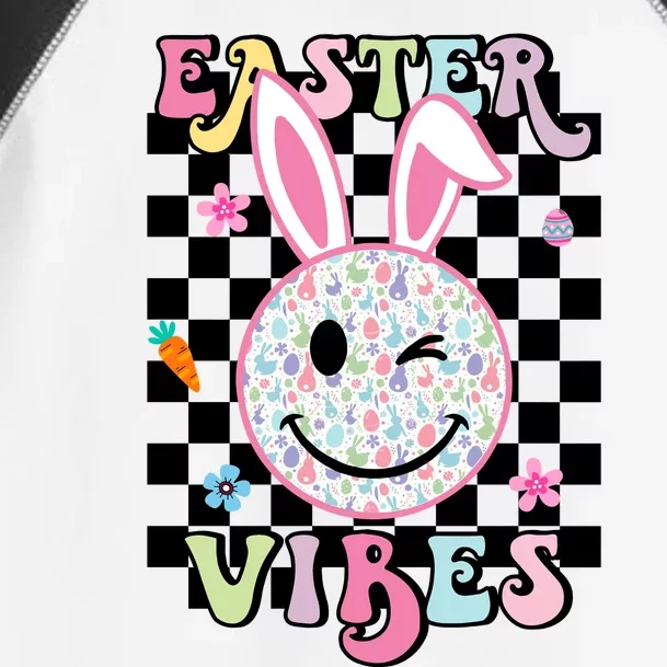 Easter Vibes Smiles Happy Face Bunny Happy Easter Toddler Fine Jersey T-Shirt