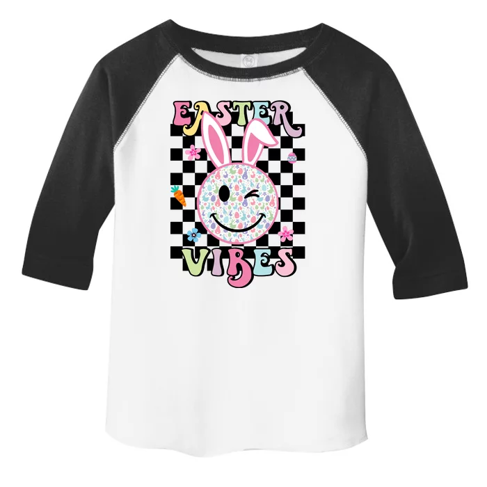 Easter Vibes Smiles Happy Face Bunny Happy Easter Toddler Fine Jersey T-Shirt