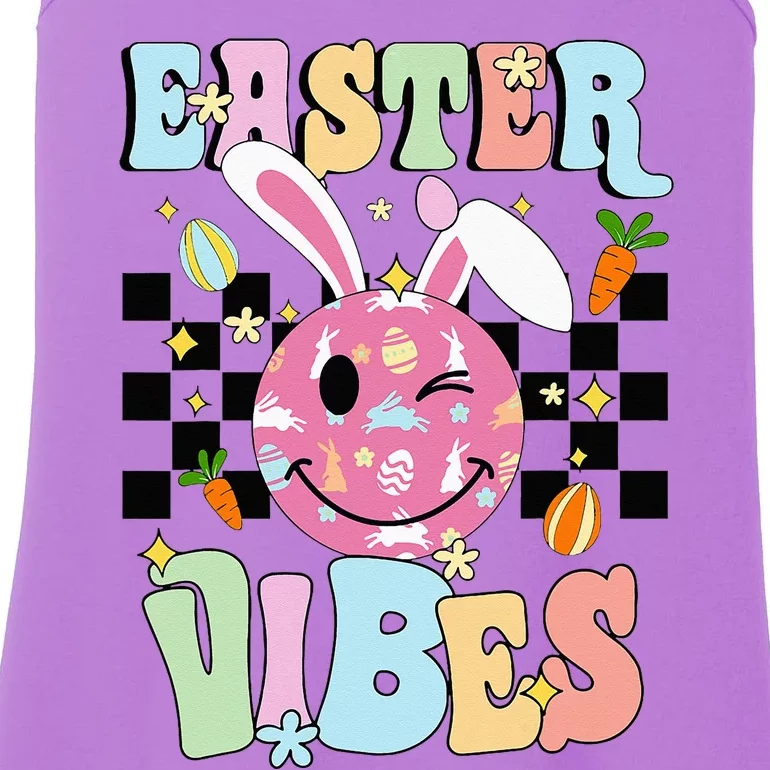 Easter Vibes Smiles Face Bunny Happy Easter Ladies Essential Tank