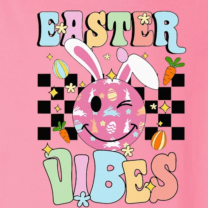 Easter Vibes Smiles Face Bunny Happy Easter Toddler Long Sleeve Shirt