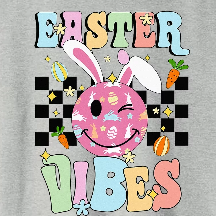 Easter Vibes Smiles Face Bunny Happy Easter Women's Crop Top Tee