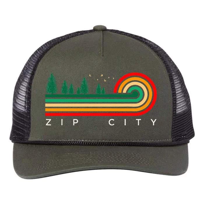 Evergreen Vintage Stripes Zip City Alabama Retro Rope Trucker Hat Cap