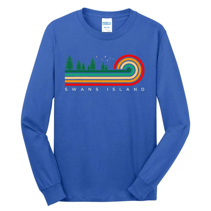 Evergreen Vintage Stripes Swans Island Maine Tall Long Sleeve T-Shirt