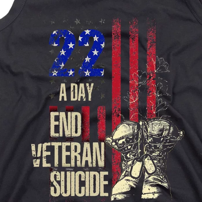 End Veteran Suicide Awareness 22 A Day Patriotic Us Flag Tank Top