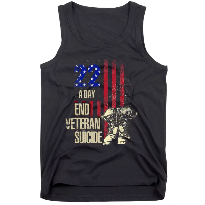 End Veteran Suicide Awareness 22 A Day Patriotic Us Flag Tank Top