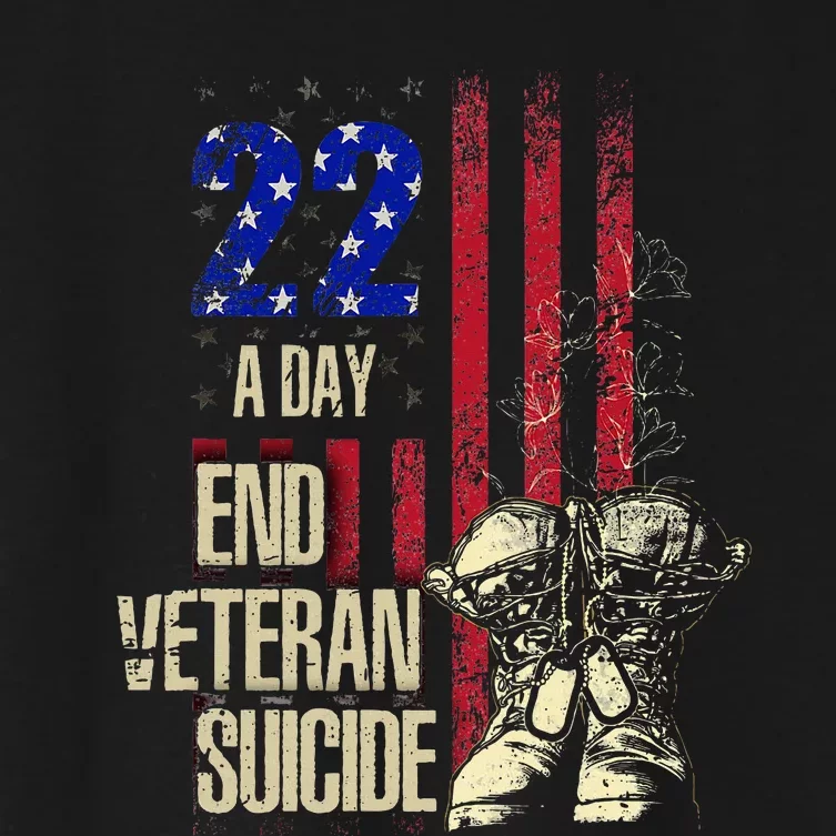 End Veteran Suicide Awareness 22 A Day Patriotic Us Flag Women's Crop Top Tee