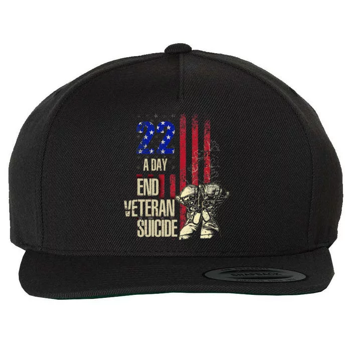 End Veteran Suicide Awareness 22 A Day Patriotic Us Flag Wool Snapback Cap