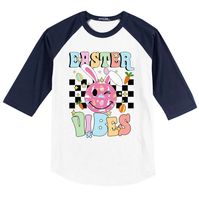 Easter Vibes Smiles Face Bunny Happy Easter Baseball Sleeve Shirt