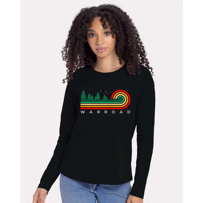 Evergreen Vintage Stripes Warroad Minnesota Womens Cotton Relaxed Long Sleeve T-Shirt