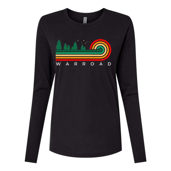 Evergreen Vintage Stripes Warroad Minnesota Womens Cotton Relaxed Long Sleeve T-Shirt