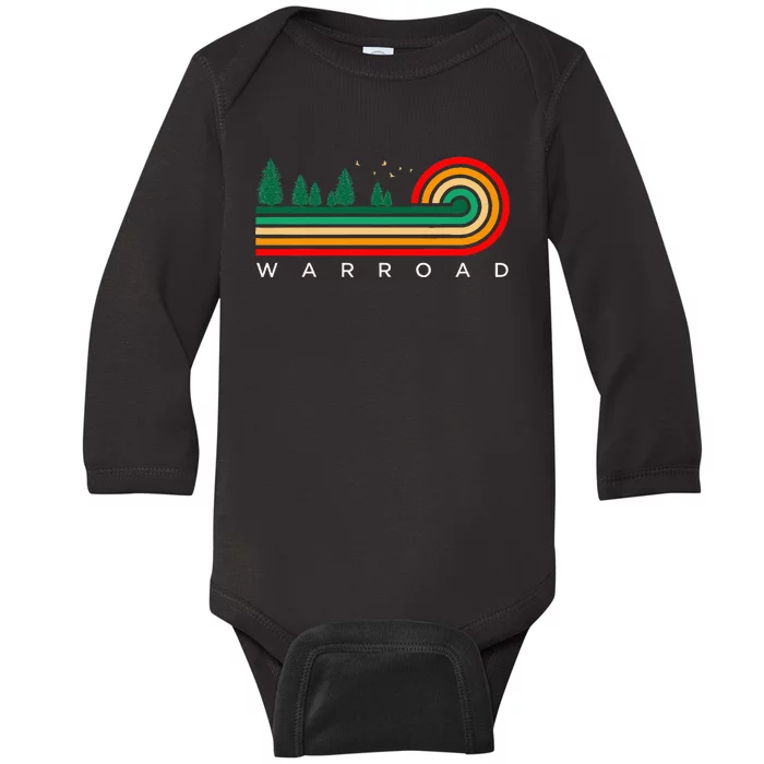 Evergreen Vintage Stripes Warroad Minnesota Baby Long Sleeve Bodysuit