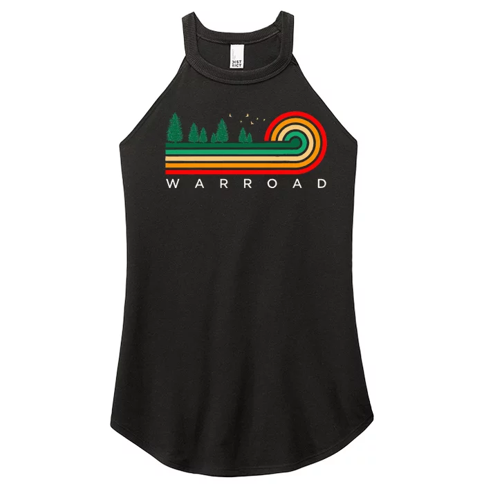 Evergreen Vintage Stripes Warroad Minnesota Women’s Perfect Tri Rocker Tank