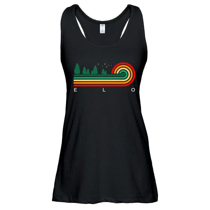 Evergreen Vintage Stripes Elo Wisconsin Ladies Essential Flowy Tank