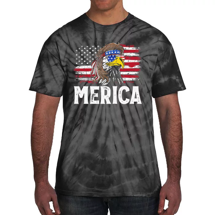 Eagle Vokuhila USA American Flag Fourth July Tie-Dye T-Shirt