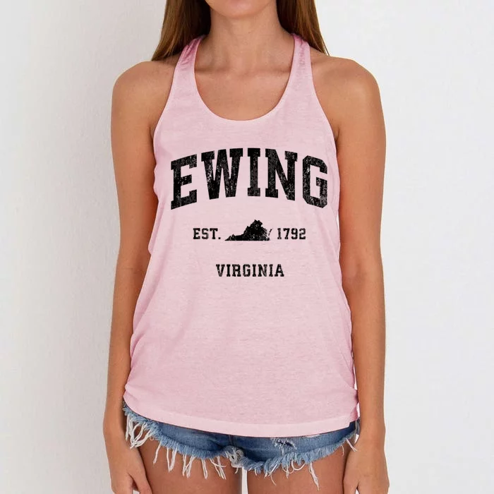 Ewing Virginia Va Vintage Athletic Sports Women's Knotted Racerback Tank