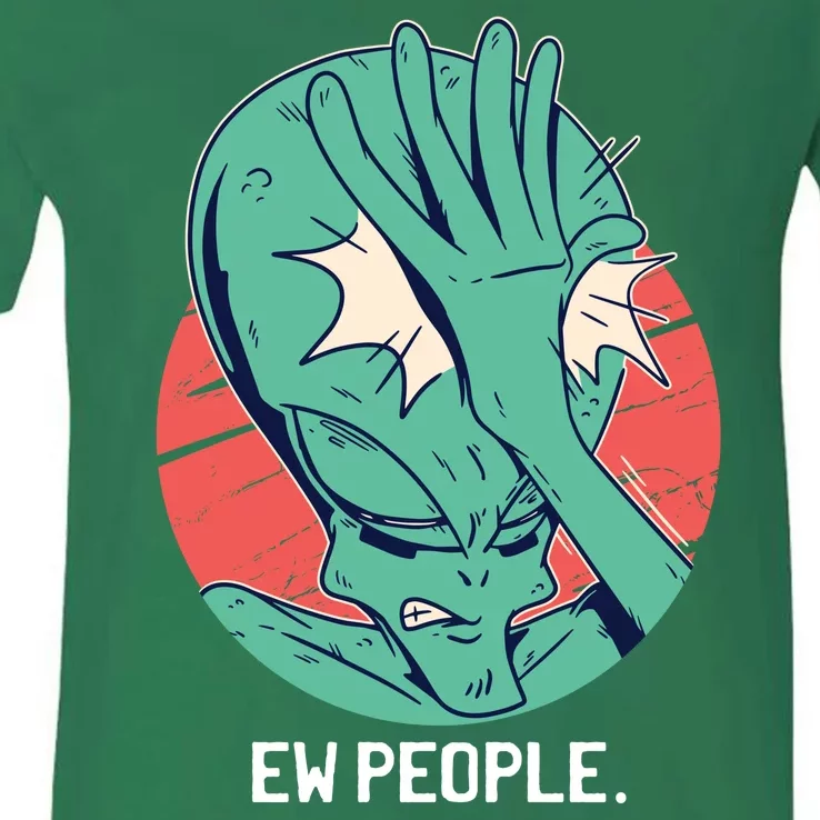 Ew People Alien Facepalm V-Neck T-Shirt