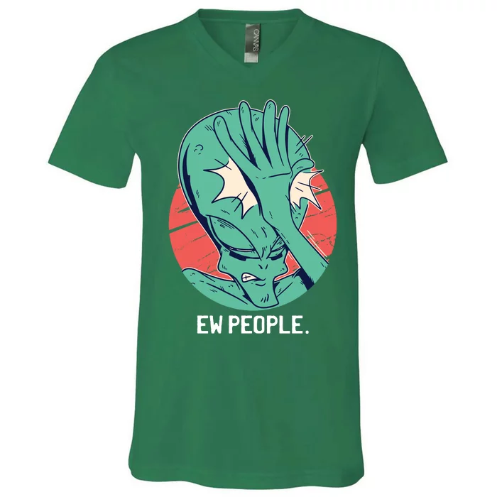 Ew People Alien Facepalm V-Neck T-Shirt